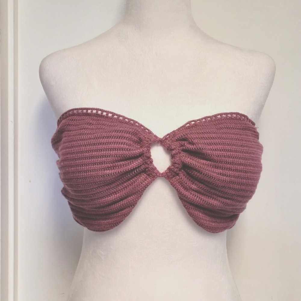 NWT! Shade Shore Tie Crochet Swimtop Maroon/Rose Various Sizes